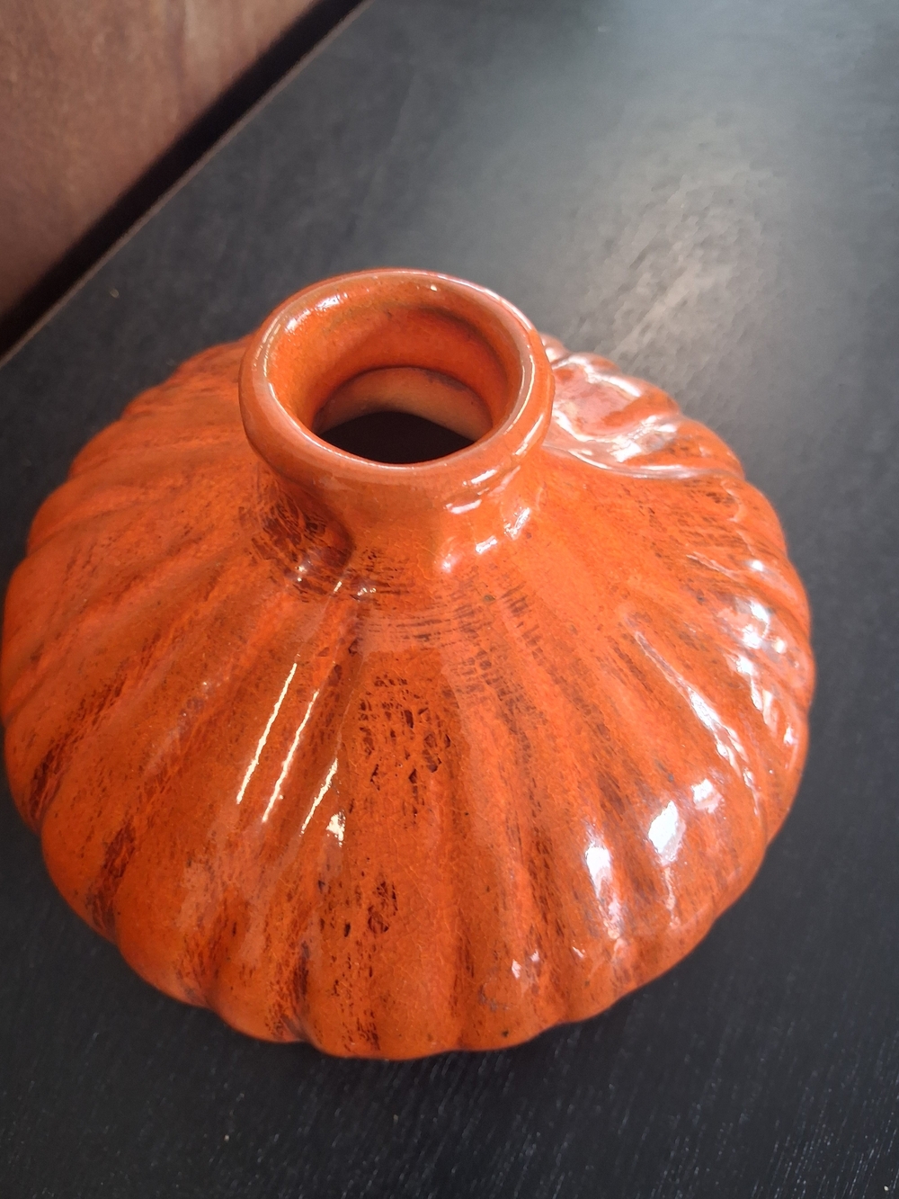 Handcrafted Orange Ceramic Vase - Home Art Accent